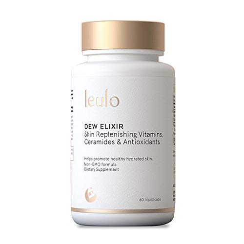 Dew Elixir w/Phytoceramides by Leulo (700mg) Glowing Skin, Skin Restoring, Anti-Aging Vitamins and Antioxidants | Natural Non-GMO | Men and Women | 60 Liquid Caps Anti Aging Beauty Supplement