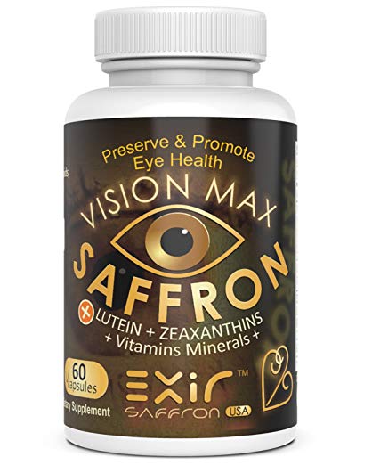 Vision Max Advanced Vision Macula Health Supplements Saffron + Lutein, Zeaxanthin Meso-Zeaxanthin Grape Seed Extract, AREDS2 Vitamin Minerals, 60 Capsules