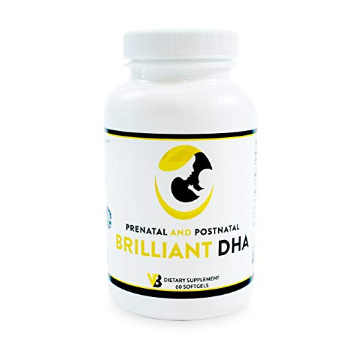 DHA Vitamins for Pregnancy/Postpartum, Supplements for Prenatal/Postnatal Women, Pure Triglyceride Omega 3 Small Fish 500/110 mg DHA/EPA - Vibrant Beginning Brilliant DHA 2-Month Supply (60 softgels)