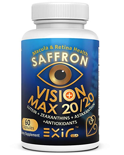 Protect Enhance Macular Health 60 Capsules Vision Max 20/20 Zeaxanthins Lutein Astaxanthin Saffron Proanthocyanidins, Curcuminoids