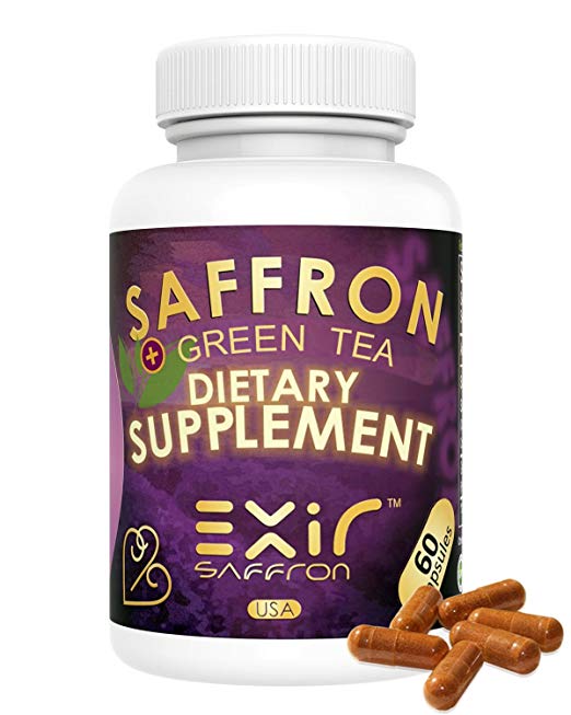 Exir Saffron + Saffron Extract Supplements 30-mg High Potency 120-Capsules | Helps Digestion, Boosts Energy, Memory, Concentration