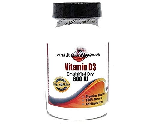 Vitamin D3 (Emulsified Dry) 800IU * 200 Capsules 100 % Natural - by EarhNaturalSupplements