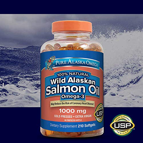 Pure Alaska Omega-3 Wild Alaskan Salmon Oil 1000mg 210 Softgels (Pack of 2) a@cvie