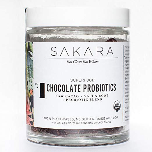 Sakara Chocolate Probiotic organic supplement for digestion & immune health 30ct