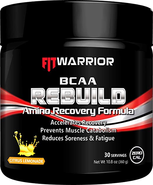 BCAA REBUILD Muscle Recovery, High-Potency 2:1:1 Anti-Catobolite Formula [30 Serv] to Acclerate Recovery, Reduce Soreness & Prevent Catabolism [Citrus Lemonade] 10.8oz BCAAs Powder 0-Cal No-Sugar