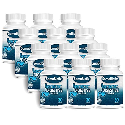 Somabiotix - PROBIOTIC DIGESTIVE FORMULA (12 BOTTLES) - Dietary Supplement | 30 capsules