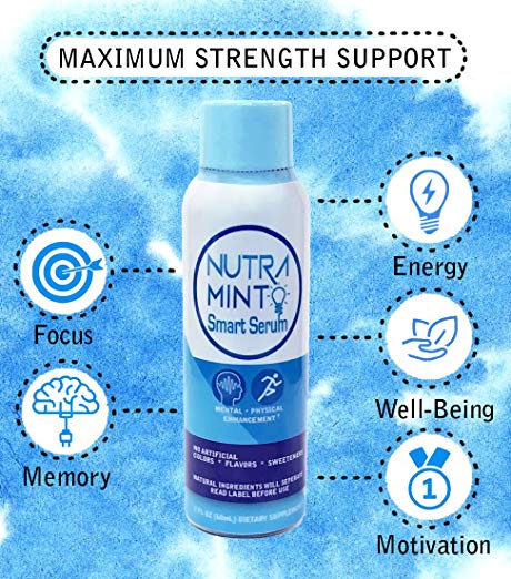 Nutramint Smart Serum Maximum Strength – Brain Focus, Memory, Energy & Productivity Supplement – 100% Natural Ingredients, Gluten & Dairy Free – Fast - Acting, Doctor Approved (12)