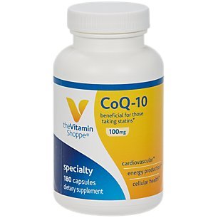 The Vitamin Shoppe CoQ10 100mg Beneficial for Those Taking Statins – Supports Heart Cellular Health and Healthy Energy Production, Essential Antioxidant – Once Daily (180 Capsules)